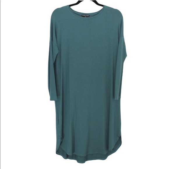EILEEN FISHER Oversized Green Blue Casual Dress Tunic Lagenlook XXS - Picture 1 of 8